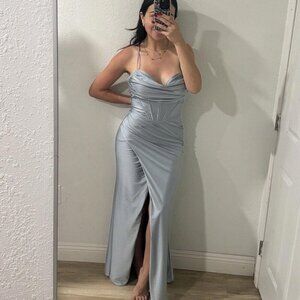 Women’s Samantha Made In‎ USA dress Formal Wedding Blue Corset Stretch Small S